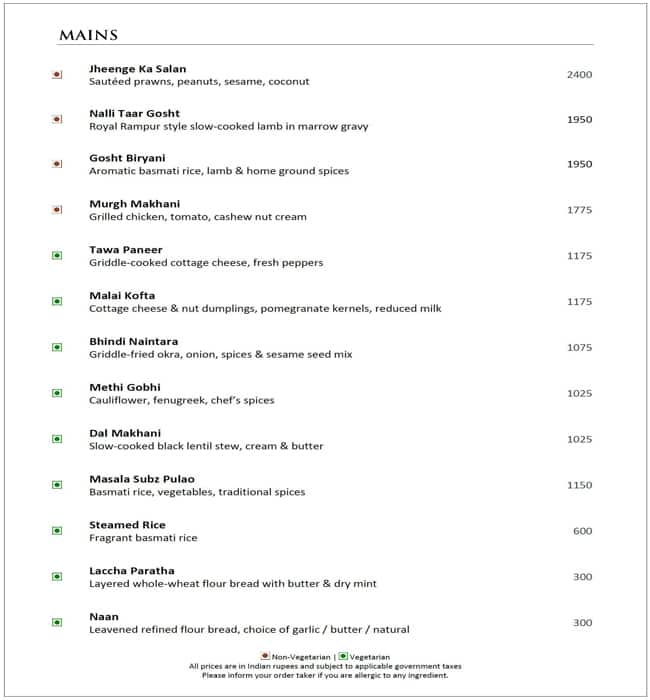 Masala Art menu