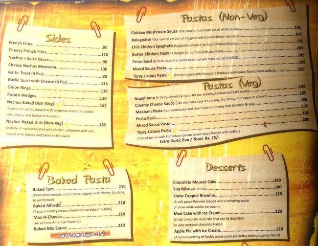 Big Yellow Door Menu, Menu for Big Yellow Door, Vijay Nagar, New Delhi