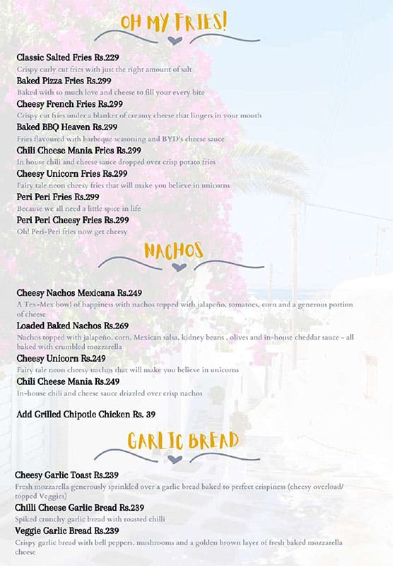 Menu of Big Yellow Door, Sector 9, Dwarka, New Delhi