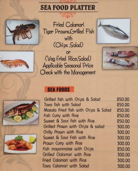 Seagulls Cafe & Restaurant menu