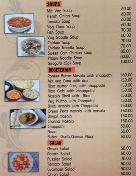 Seagulls Cafe & Restaurant menu