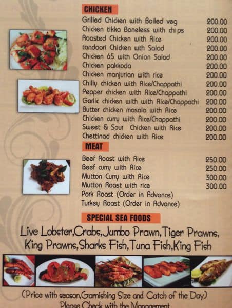 Seagulls Cafe & Restaurant menu