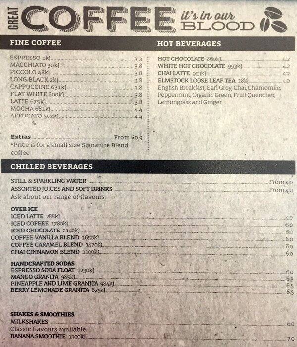Menu at jamaica blue corner of cooper high street epping plaza