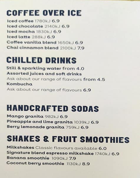 Menu at Jamaica Blue restaurant, Wantirna South, 425 Burwood Hwy