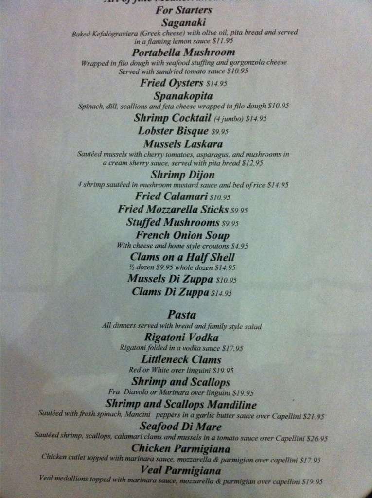 Laskara's Restaurant Menu Urbanspoon/Zomato