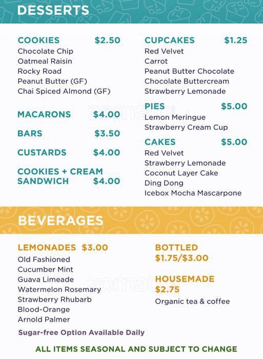 Lemonade Menu