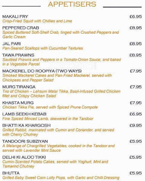 Menu At Indian Essence By Atul Kochhar Restaurant Orpington