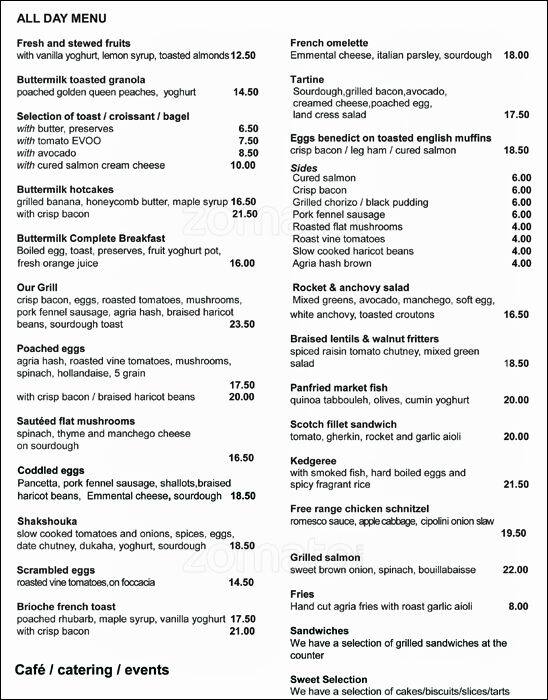 Buttermilk Cafe Menu, Menu for Buttermilk Cafe, Freemans Bay, Auckland