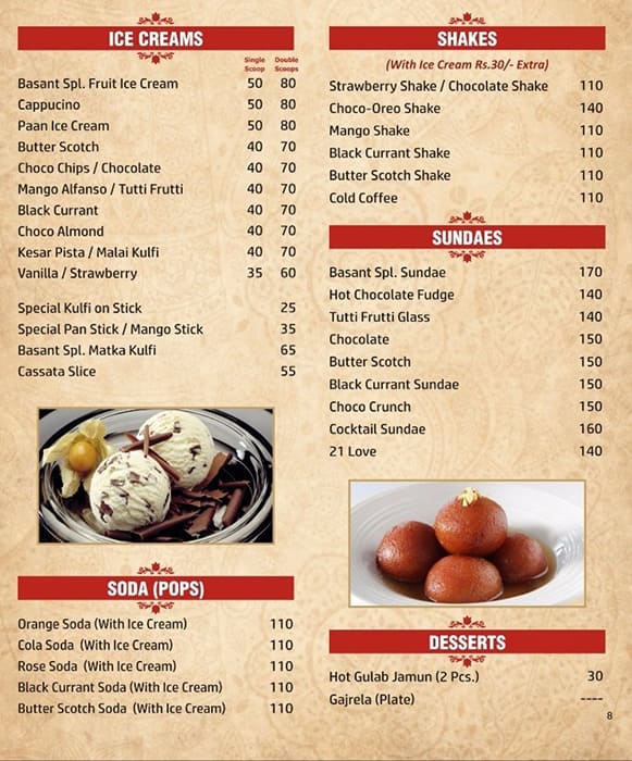 Menu at Basant, Ludhiana, Chandigarh Rd
