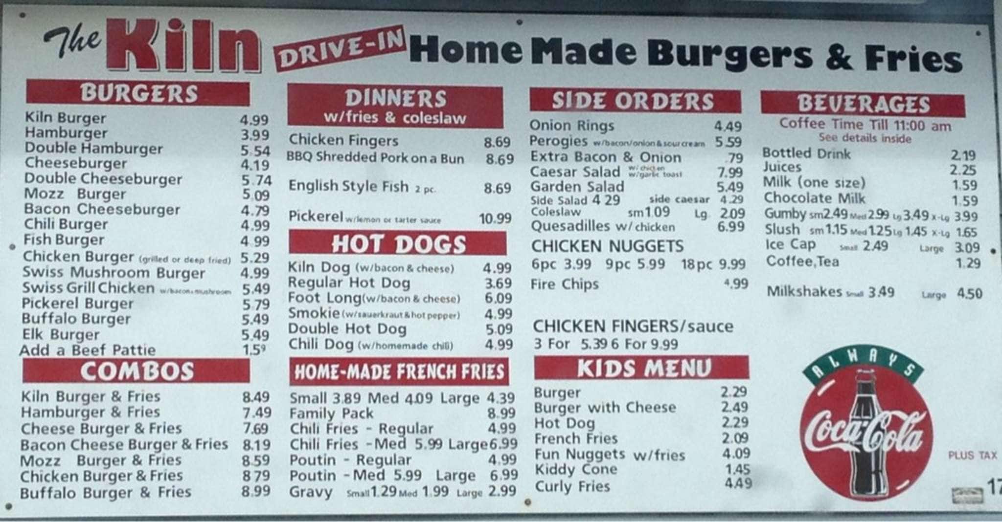 Menu at The Kiln BBQ, Stonewall