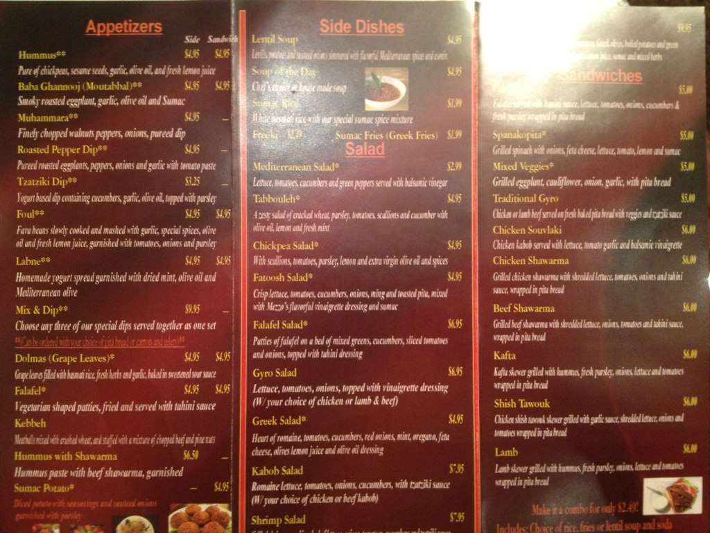 Menu at Sumac restaurant, Bayonne