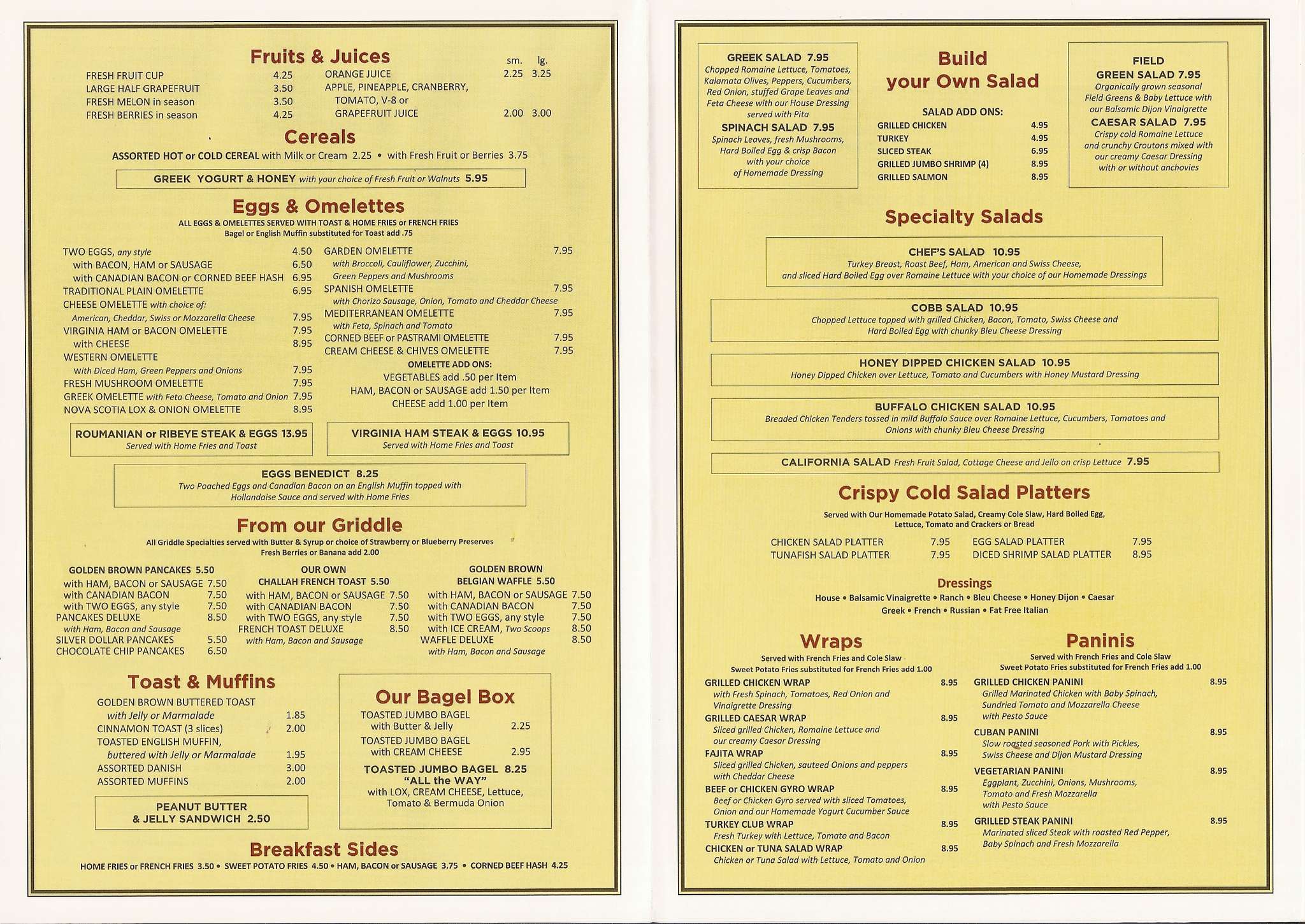 Central Grill Robinson Menu