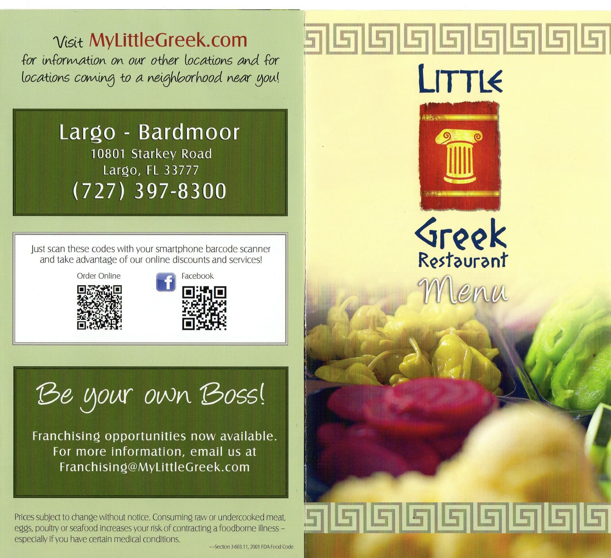 Little Greek Restaurant Menu, Menu untuk Little Greek Restaurant, Largo