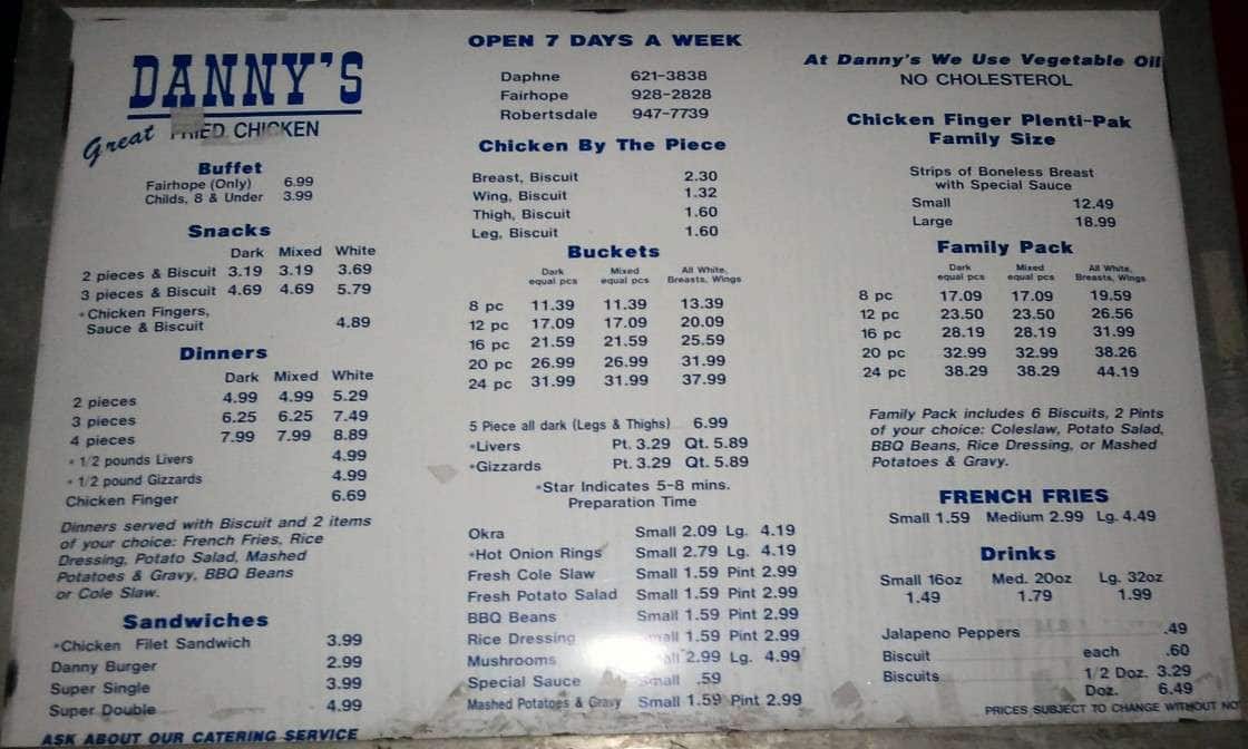 danny's kitchen and bar menu