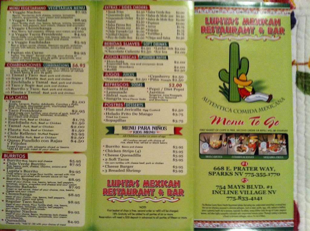 Lupita's Menu, Menu for Lupita's, Incline Village, Reno Urbanspoon/Zomato