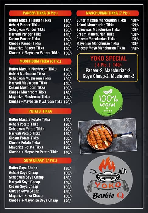 Menu of Yoko Barbie Q Gota Ahmedabad