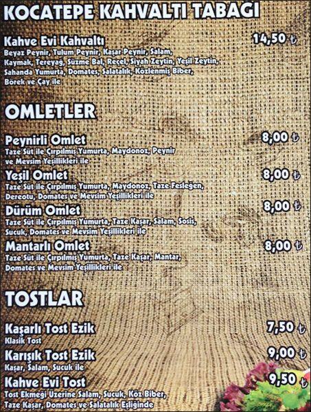 kocatepe kahve evi menu kocatepe kahve evi mecidiyekoy merkez istanbul icin menu