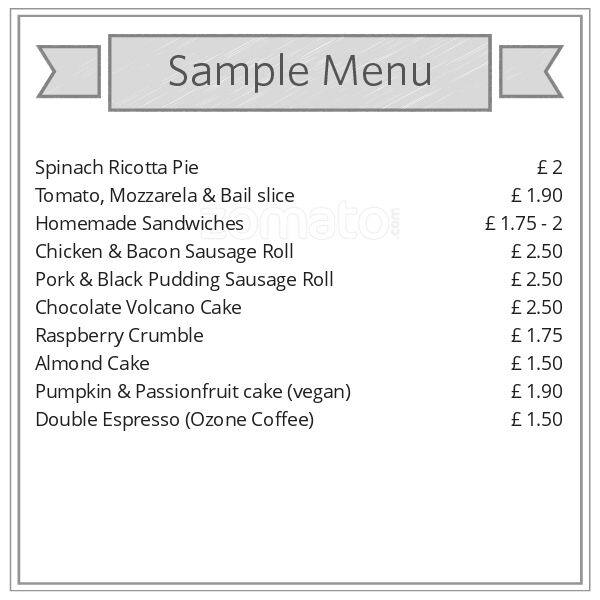 Menu at My Home Bakery, Glasgow, 59 Hyndland St