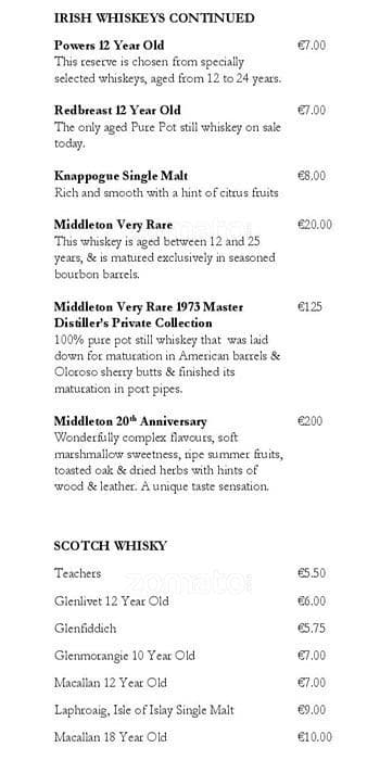 Chapter 1 Menu Menu at Chapter One restaurant, Dublin