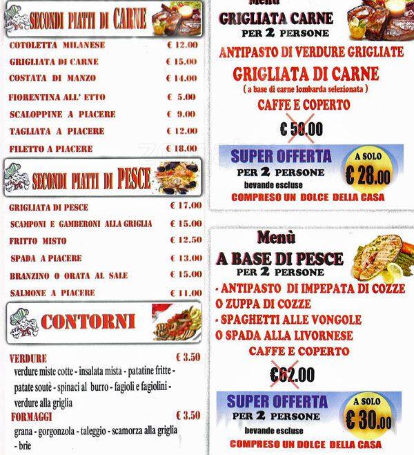 Menu de Ristorante Pizzeria Sunrise