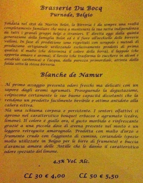 Menu at Saxophone pub & bar, Rome