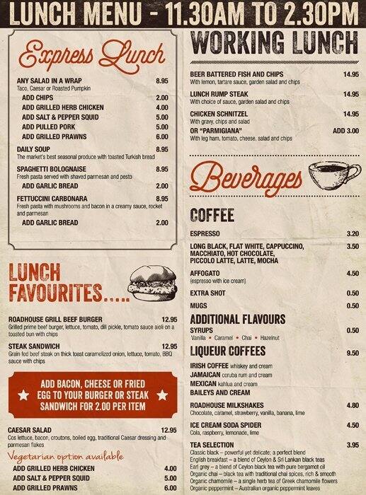 Waterloo Station Hotel Menu,Menú para Waterloo Station Hotel, Paralowie