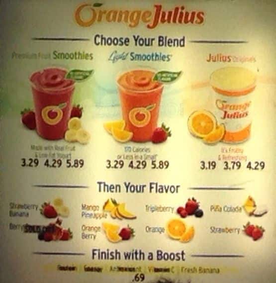 orange julius menu