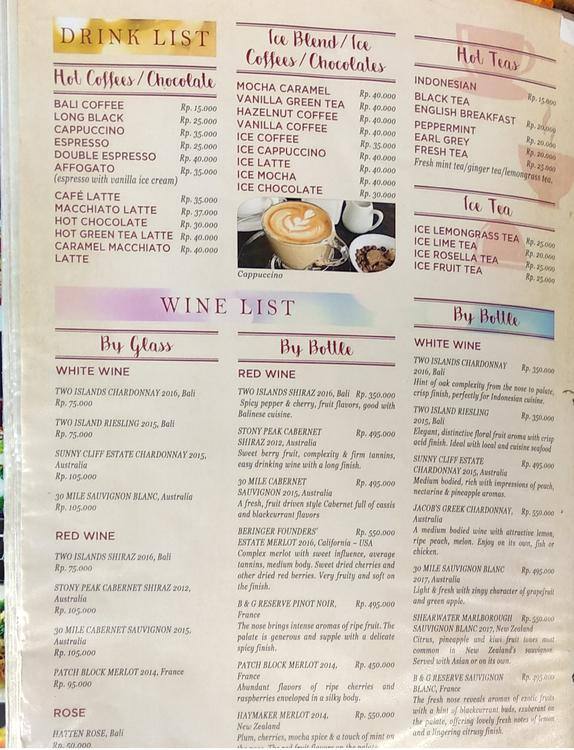 Menu at Bali Pesto Cafe Ubud Restaurant, Ubud