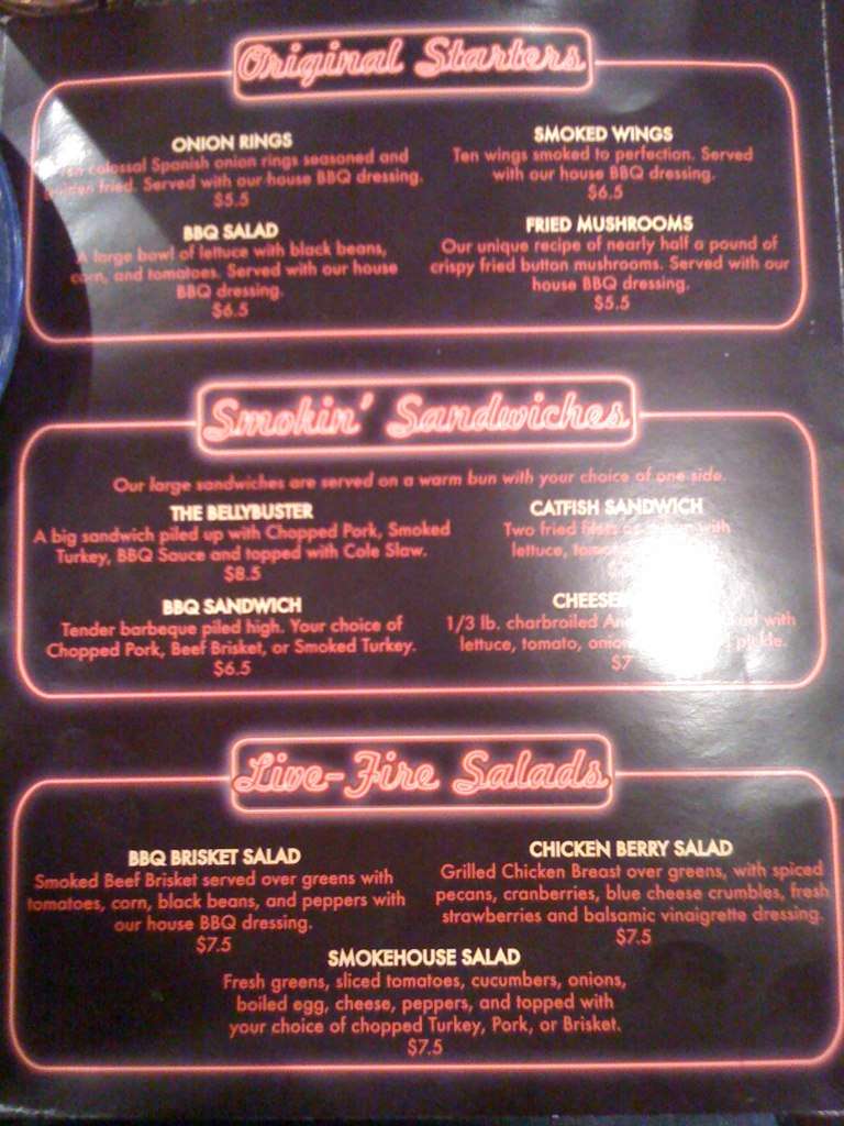 Menu at Grandpa Johnsons BBQ, Plant City