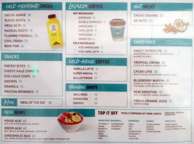 Raw Me menu