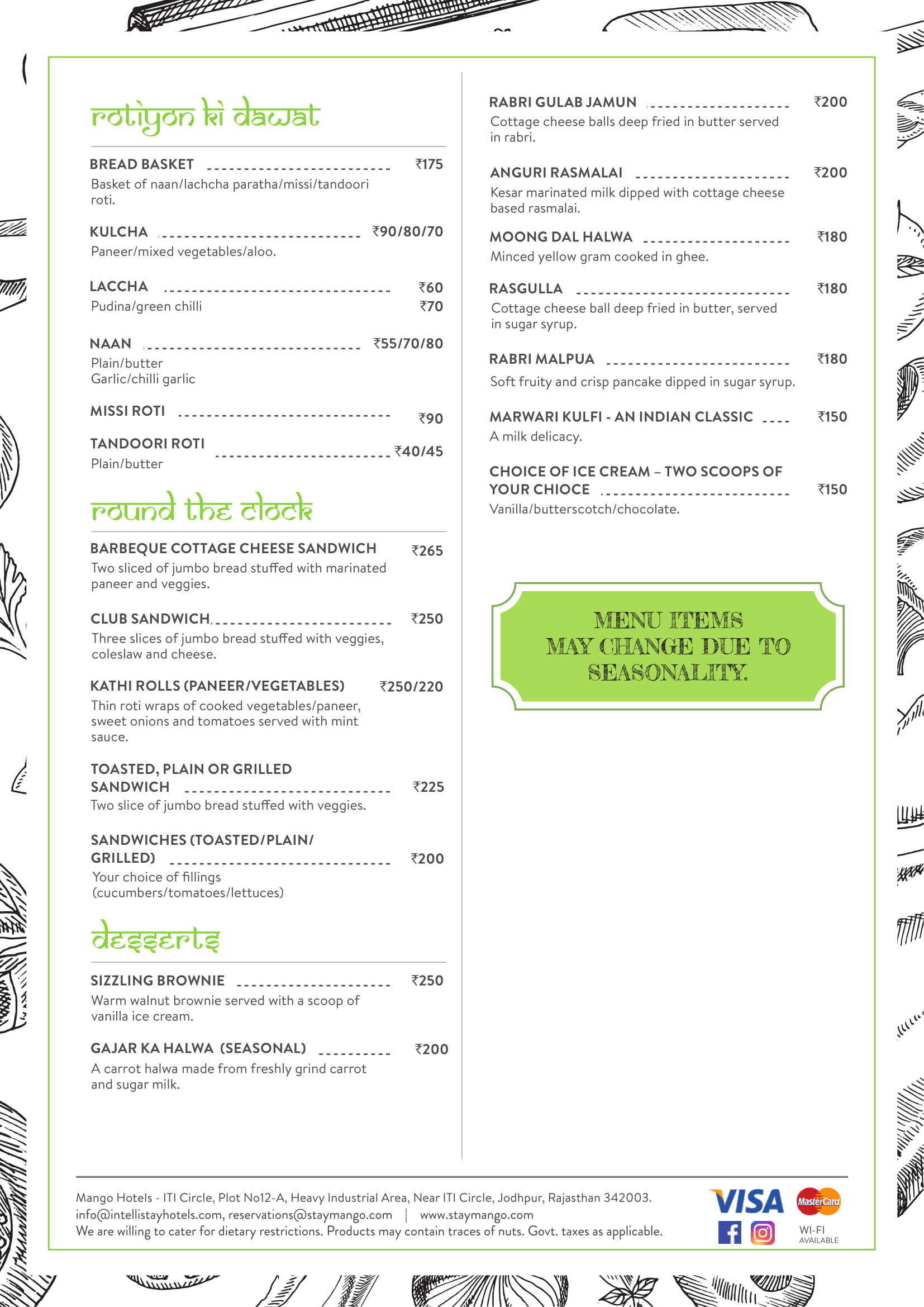 Menu At Grand Chanakya Restaurant, Jodhpur