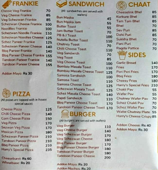 Menu of Harry's Food Corner, Wadala, Mumbai