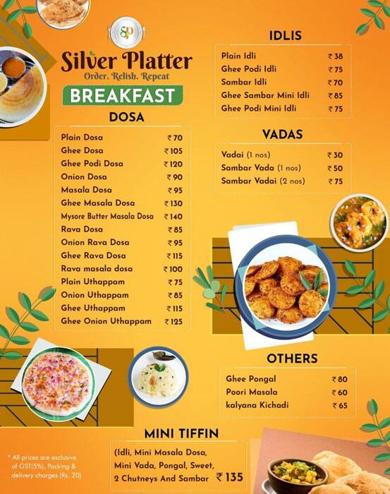 Menu of Silver Platter, Ambattur, Chennai
