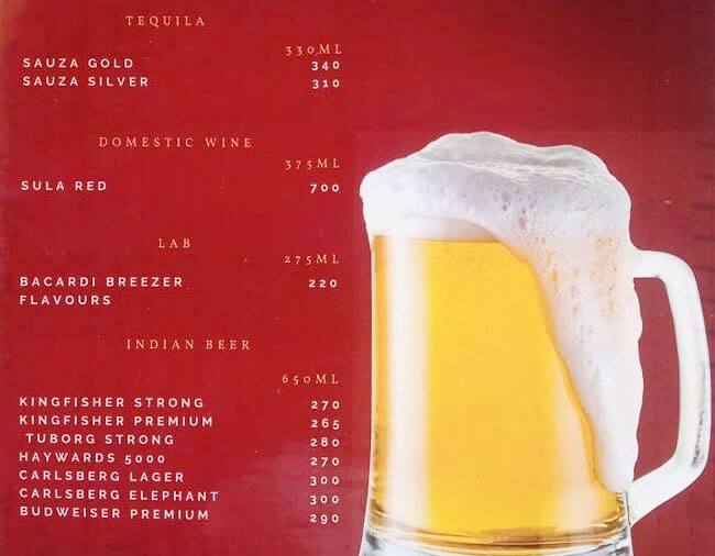 Zero Miles Bar & Restaurant menu