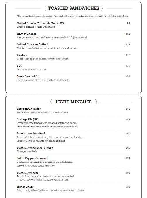 Porterhouse Grill Menu, Menu untuk Porterhouse Grill, Pakuranga