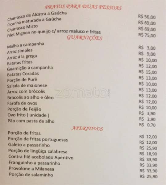 Príncipe Dos Galetos cardápio