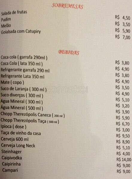 Príncipe Dos Galetos cardápio