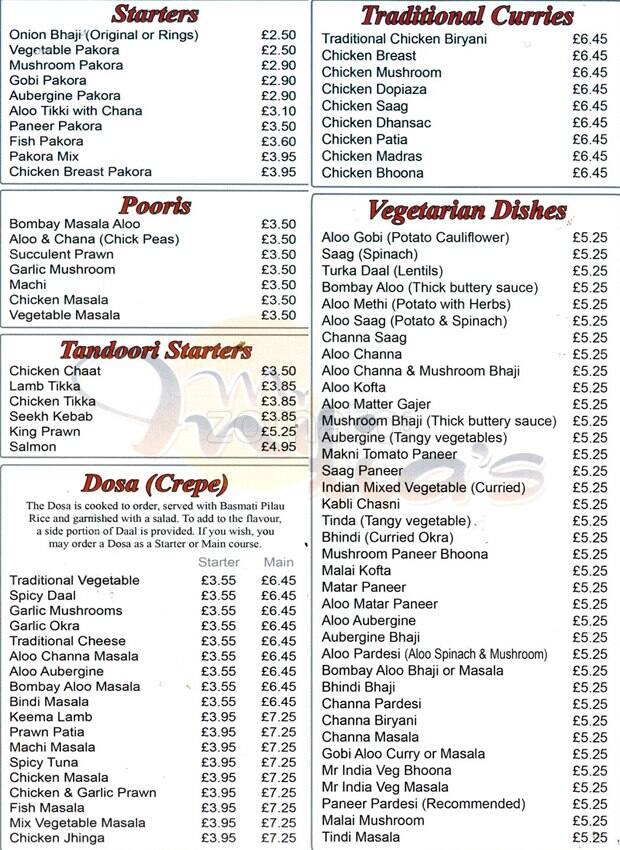 Mr. India's Menu, Menu for Mr. India's, West End, Glasgow Zomato UK