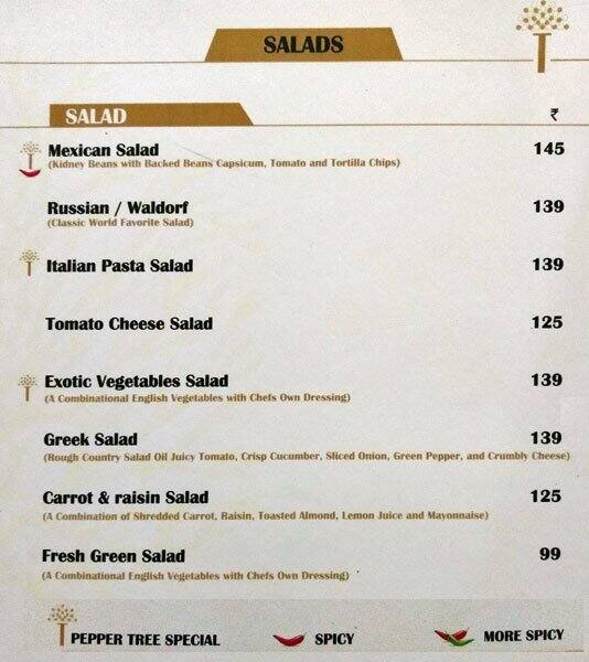 Menu at Pepper Tree Restaurant, Ahmedabad, 2H2X+MQ4