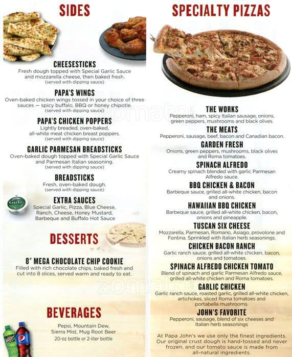 Papa John's Pizza Menu, Menu for Papa John's Pizza, Maple Valley, Maple