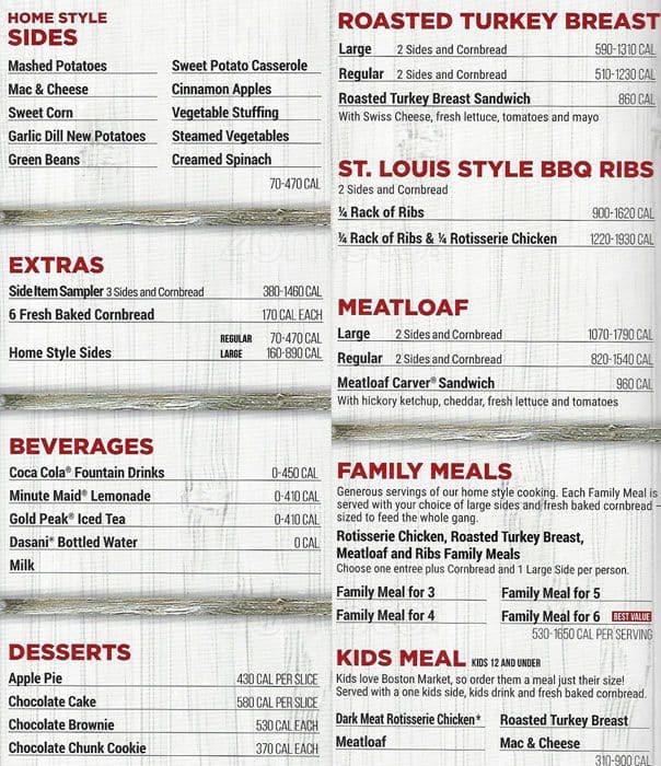 Boston Market Menu With Prices egrubendesign