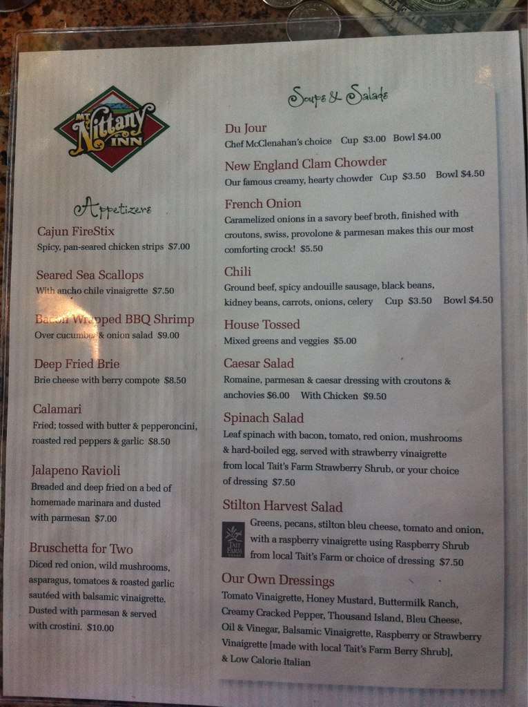 Mount Nittany Inn Menu, Menu for Mount Nittany Inn, State College, State College Urbanspoon/Zomato