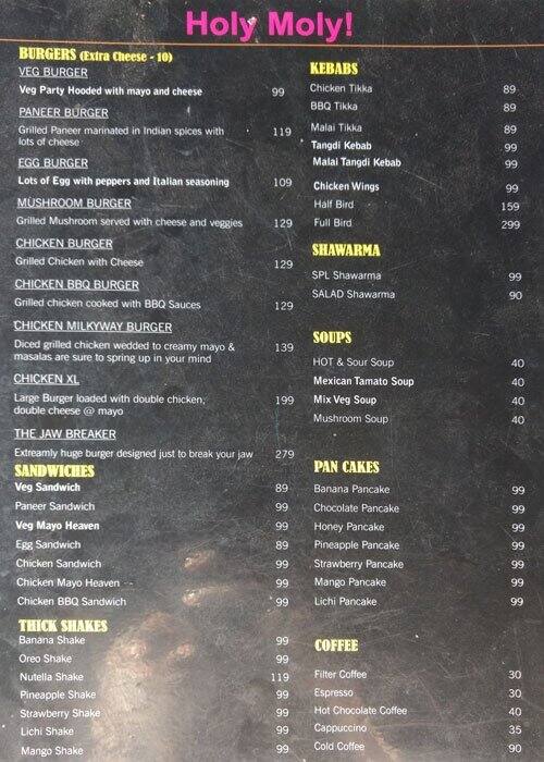Holy Moly! Menu, Menu for Holy Moly!, Gachibowli, Hyderabad Zomato