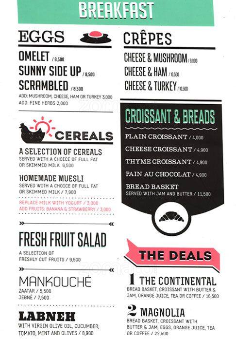 Magnolia menu