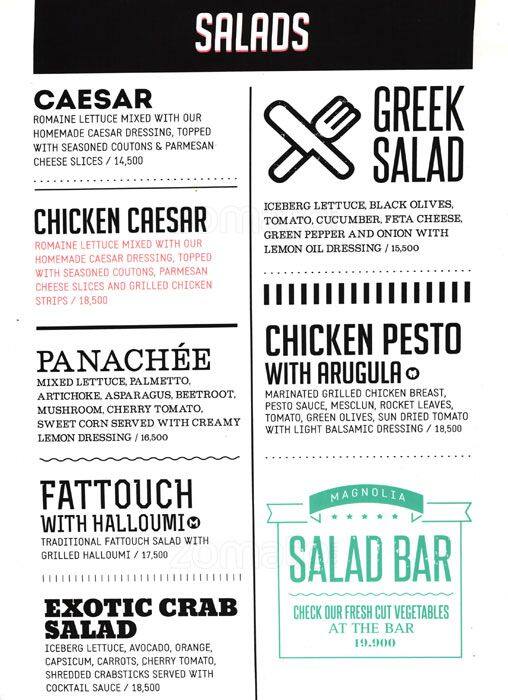 Magnolia menu