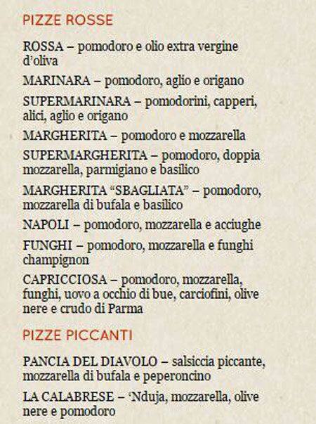 Menu de Moma Pizzería Romana