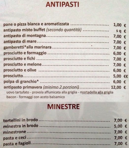 Menu di Primavera da Vladimiro 