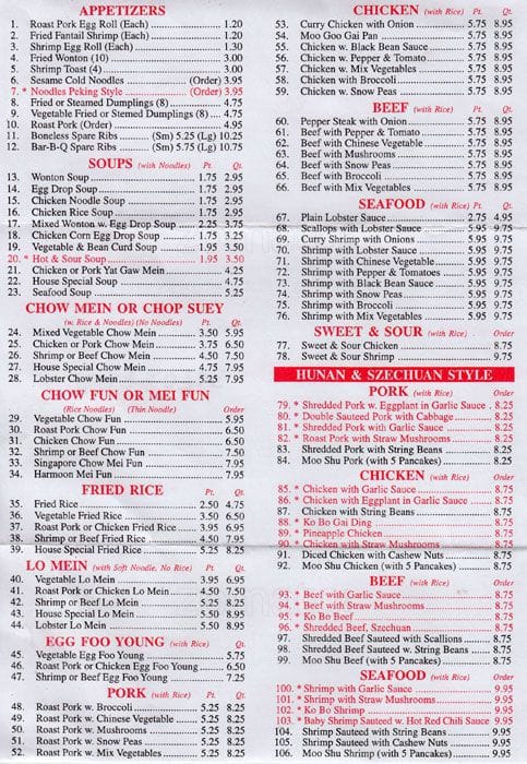 Wah Lung Chinese Food Menu, Menu For Wah Lung Chinese Food, Sheepshead ...