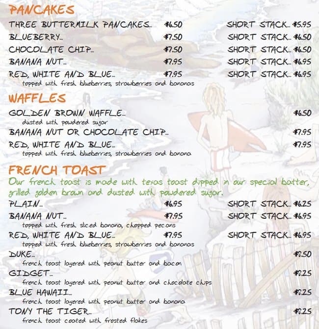 Menu at OC Surf Cafe, Ocean City