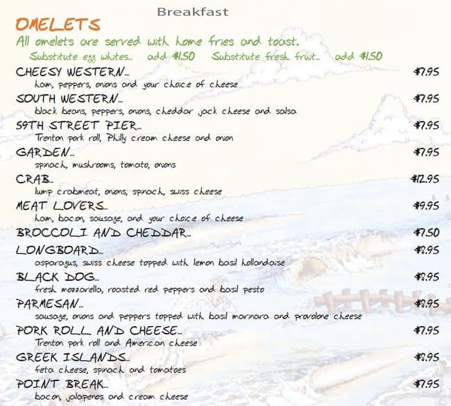 Menu at OC Surf Cafe, Ocean City
